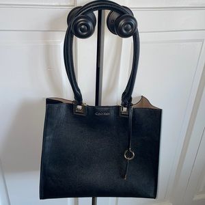 Calvin Klein black leather tote bag